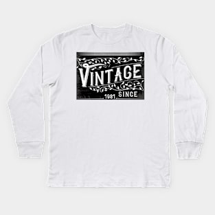 40th Birthday Gold Vintage 1981 Aged Perfectly Kids Long Sleeve T-Shirt